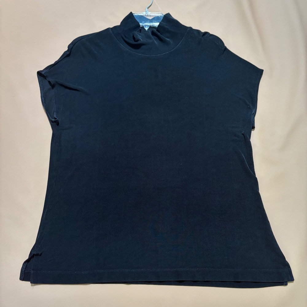 Chicos Travelers Black Mock Neck Sleeveless Slinky Top Size 3 XL Minimalist Work